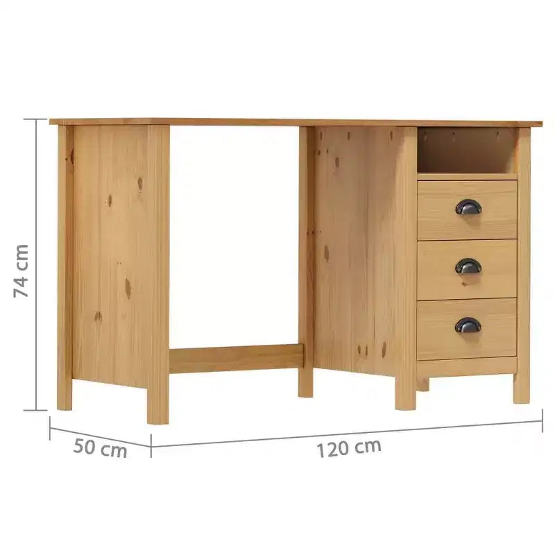 vidaXL Scrivania Marrone Miele in Legno Massello di Pino Scrivania Media Rettangolare