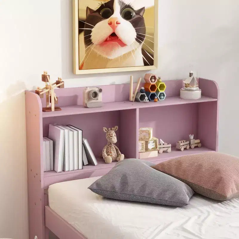 Struttura letto singolo con letto estraibile e testiera libreria contenitore