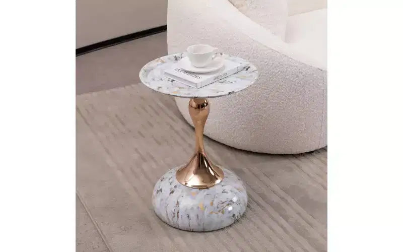 Tavolino rotondo a piedistallo con coda di sirena