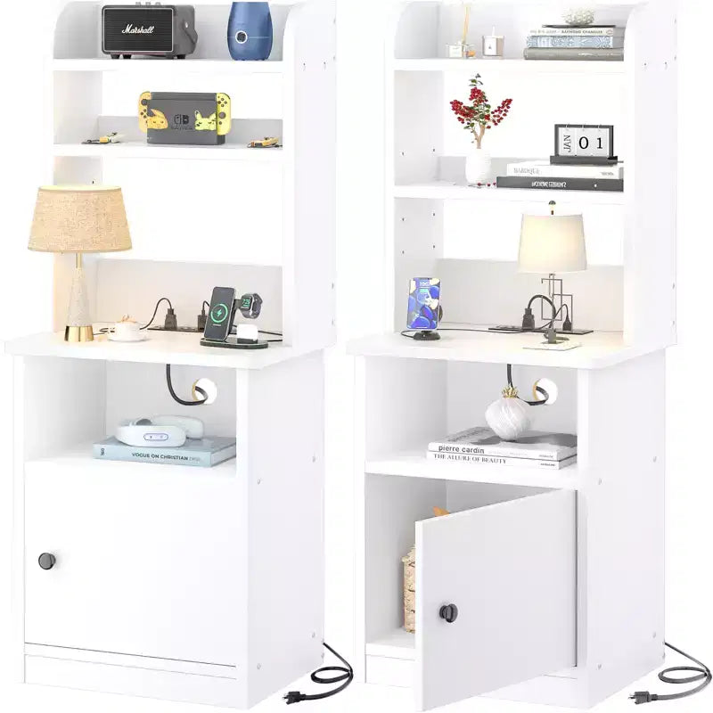 Comodino/Libreria regolabile da 47" con stazione di ricarica e luci a LED