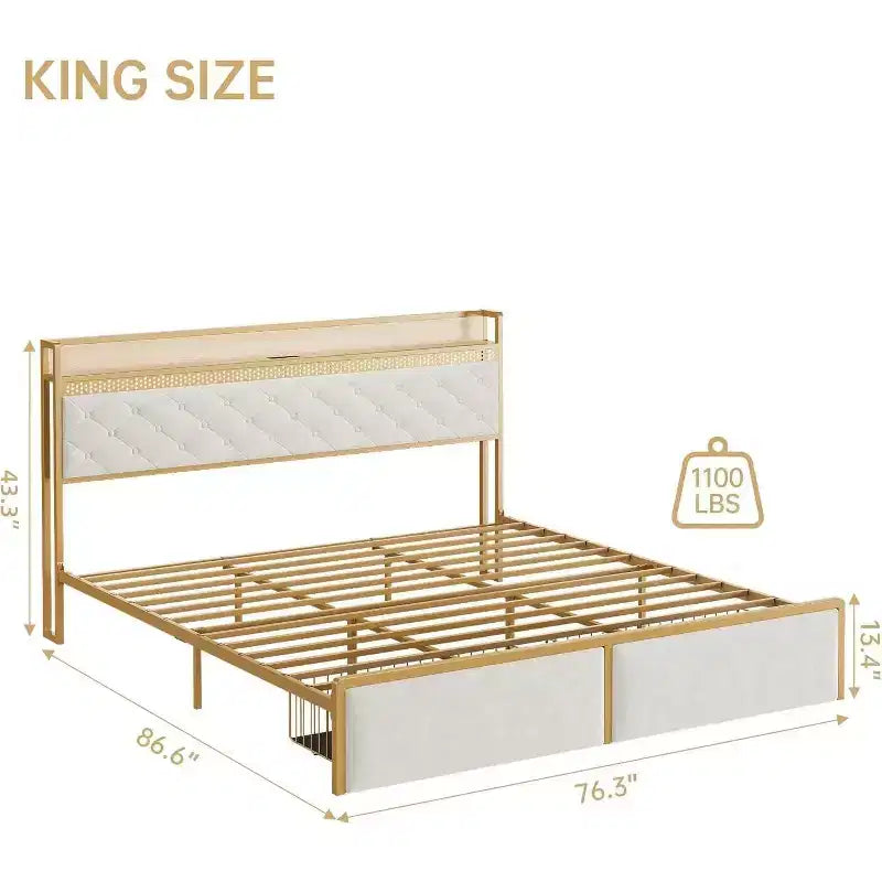 Struttura letto King Size con luci LED e cassetti contenitore