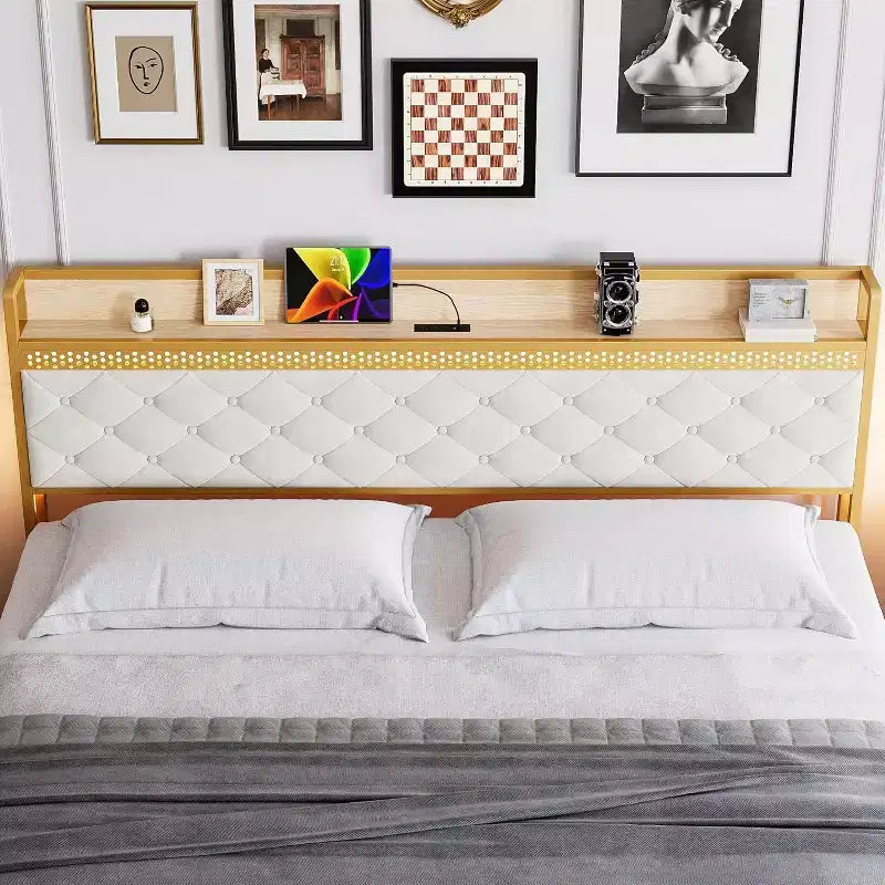 Struttura letto King Size con luci LED e cassetti contenitore