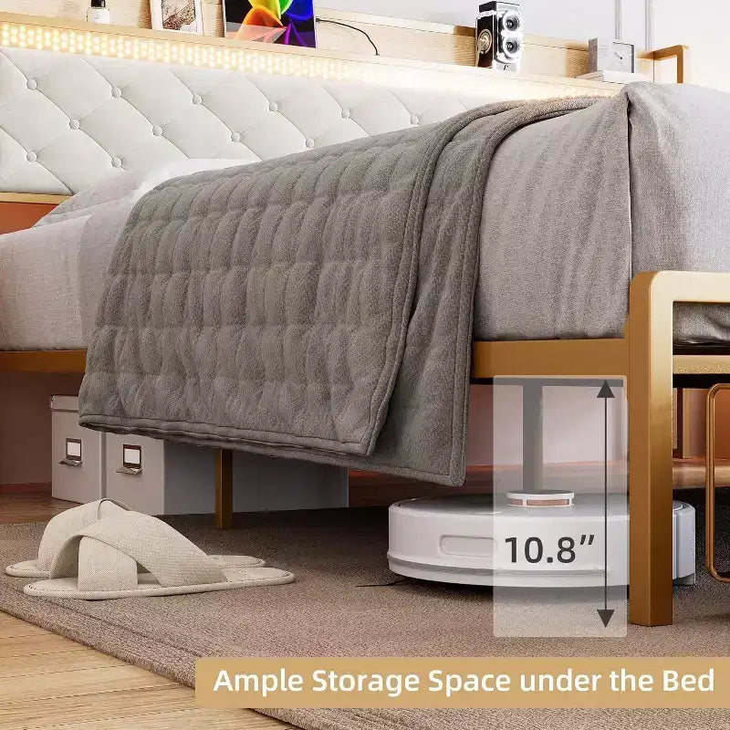 Struttura letto King Size con luci LED e cassetti contenitore