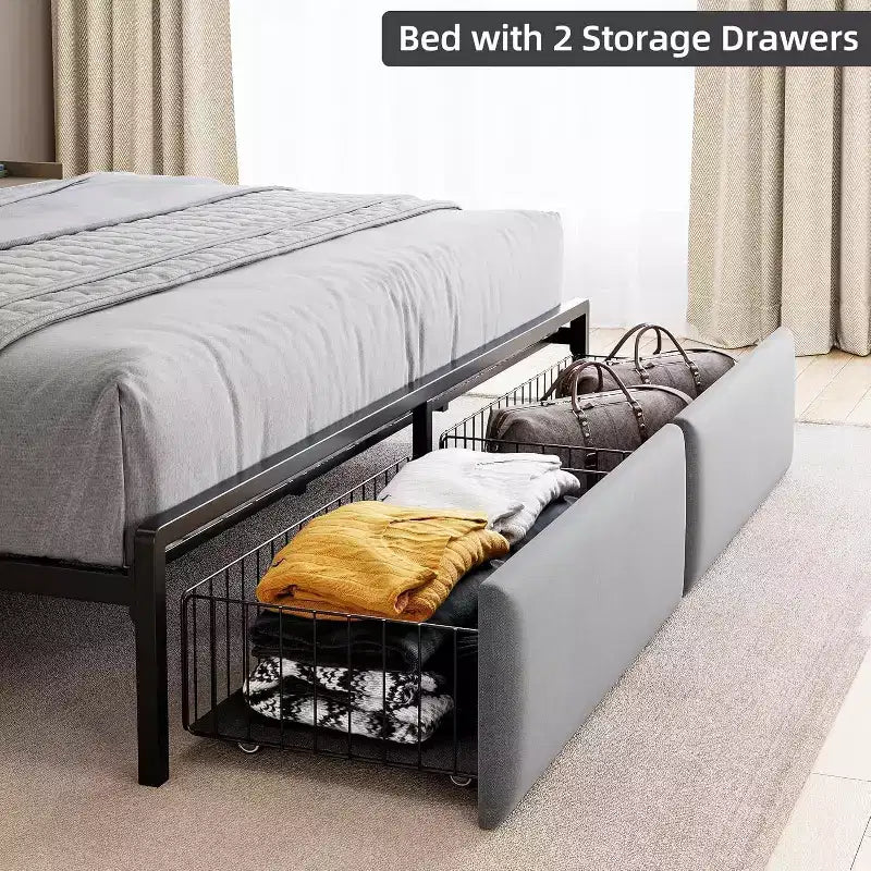 Struttura letto King Size con luci LED e cassetti contenitore