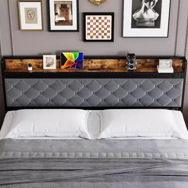 Struttura letto King Size con luci LED e cassetti contenitore