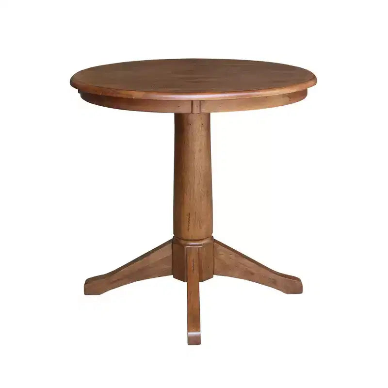Tavolo da pranzo rotondo in legno massello con piedistallo, 76,2 cm L x 76,2 cm P x 75,9 cm A, 2 posti, marrone