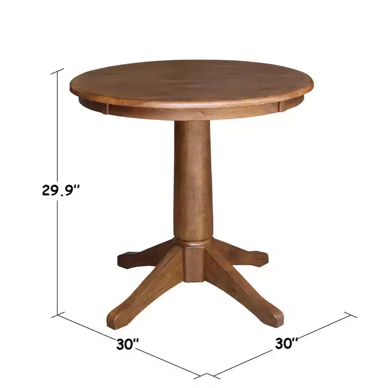 Tavolo da pranzo rotondo in legno massello con piedistallo, 76,2 cm L x 76,2 cm P x 75,9 cm A, 2 posti, marrone