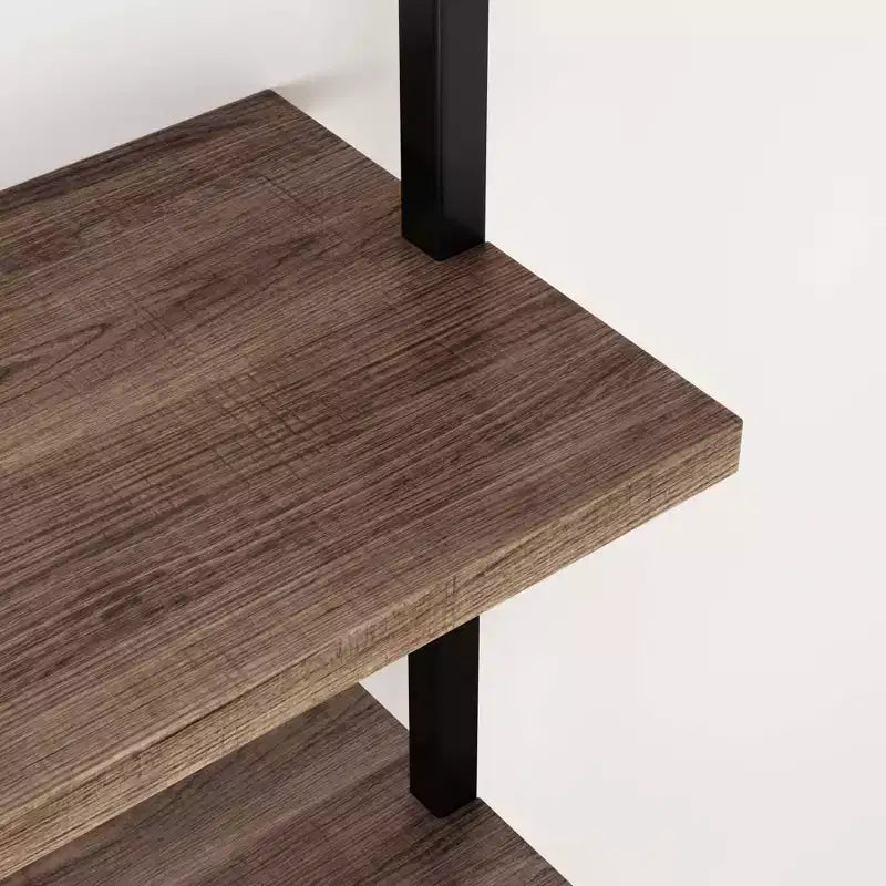 Mensola a Muro Flottante a 3 Livelli – Rovere Rustico e Nero Opaco