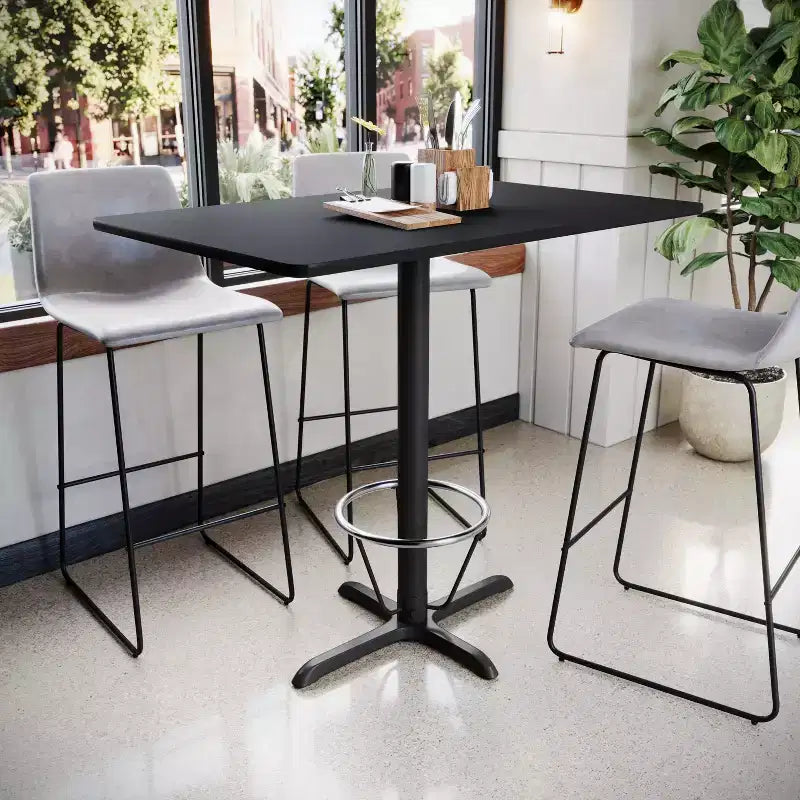 Tavolo da bar rettangolare laminato 30x48 con base ad anello poggiapiedi
