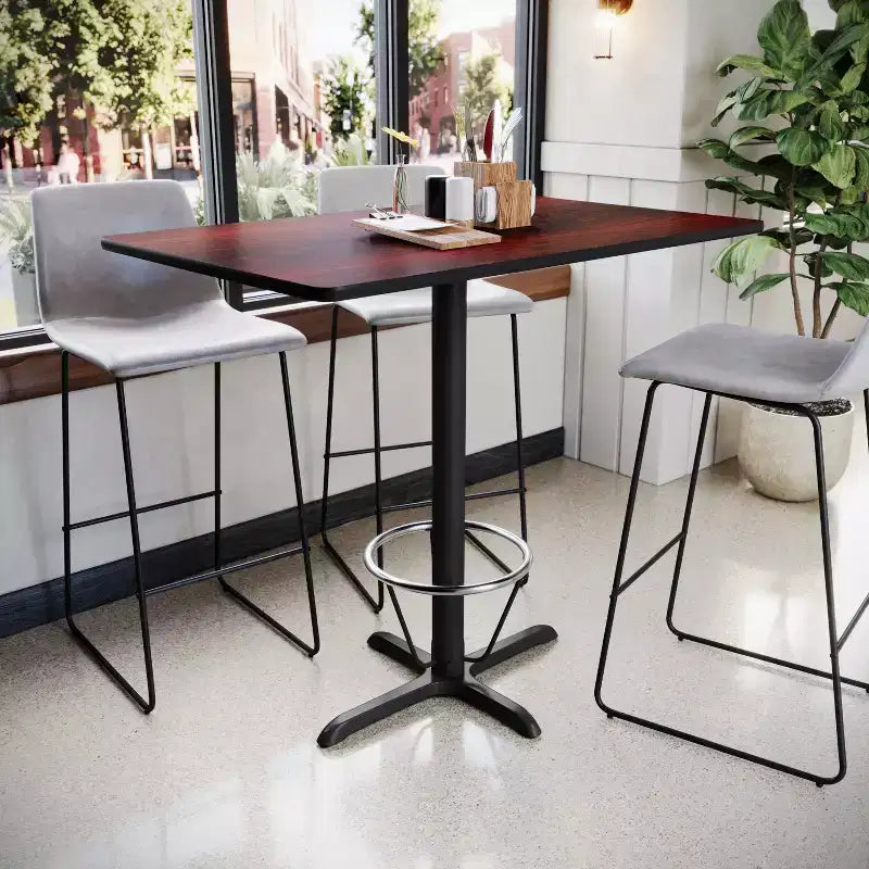 Tavolo da bar rettangolare laminato 30x48 con base ad anello poggiapiedi
