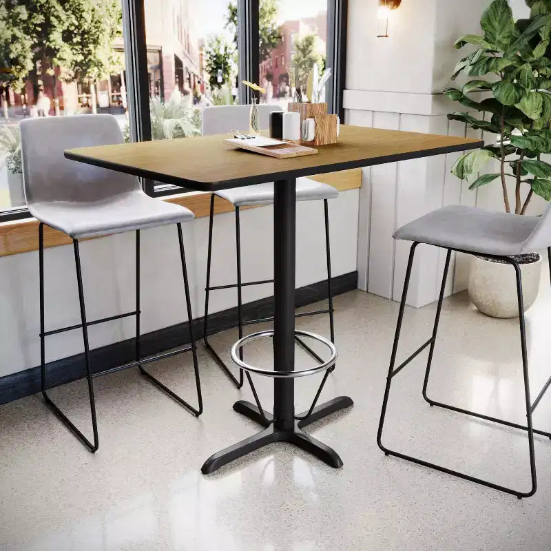 Tavolo da bar rettangolare laminato 30x48 con base ad anello poggiapiedi