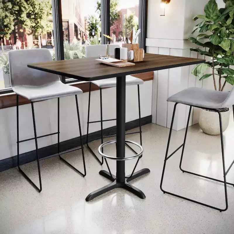 Tavolo da bar rettangolare laminato 30x48 con base ad anello poggiapiedi