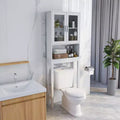 Mobiletto salvaspazio da sopra WC con ripiano aperto e scomparto a doppia anta